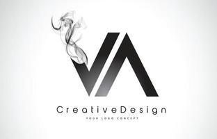 va lettera logo design con fumo nero. vettore