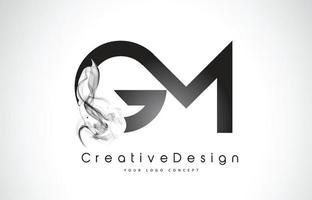 design del logo della lettera gm con fumo nero. vettore