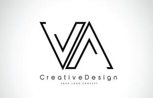 va va lettera logo design nei colori neri. vettore