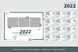 calendario 2022 design, l'anno dei modelli di carte mensili della tigre, set di 12 mesi vettore