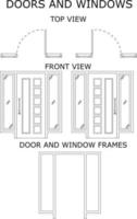 delineare le immagini di porte e finestre. porta singola. icona della porta vettore