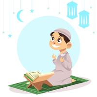 Preghiera del bambino musulmano vettore