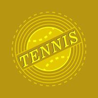 copertina con stemma del tennis. logo del gioco di tennis sportivo. pallina da tennis giallo-verde con contorno nero. vettore