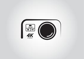 Logo della fotocamera azione. Fotocamera per sport attivi vettore