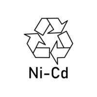 riciclo batteria ni-cd, illustrazione vettoriale, segno. vettore