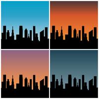 skyline della città con sfondi tramonto sfumato vettore