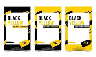 sfondo di arte astratta giallo nero. set di 3 semplici stile piatto vettoriale di sfondo. adatto per banner, copertina o poster
