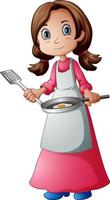 illustrazione vettoriale di una donna felice che cucina un uovo