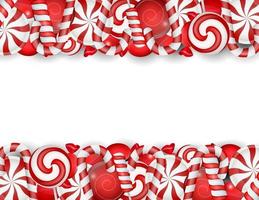 banner dolce con caramelle bianche e rosse vettore