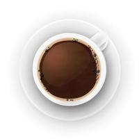 tazza bianca realistica con schiuma di caffè. vettore