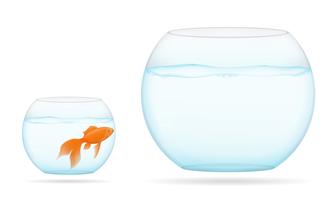 pesce in un&#39;illustrazione vettoriale di acquario trasparente