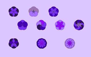 set di piccoli fiori viola rotondi. illustrazione vettoriale