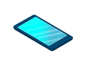 smartphone, cellulare. colore blu. isometrico. illustrazione vettoriale