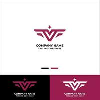 lettera v con ali per il logo eSports vettore