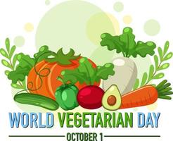 logo della giornata mondiale vegetariana con verdura e frutta vettore