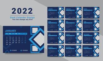 calendario da tavolo design 2022 set di modelli di 12 mesi, settimana inizia domenica, design di cancelleria, pianificatore di calendario vettore