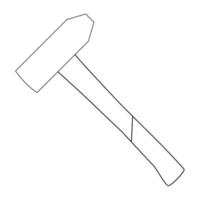 icona della linea del martello. illustrazione per tema di riparazione, stile doodle vettore