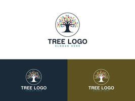 disegno astratto del logo dell'albero colorato, modello vettoriale del logo dell'albero del cerchio