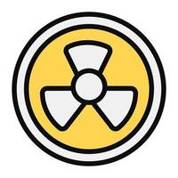 un'icona simbolo radioattivo chimico in design piatto, vettore di radiazione