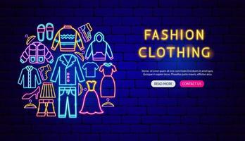 design di banner al neon di abbigliamento alla moda vettore