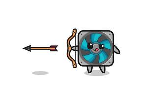 illustrazione del personaggio del fan del computer che fa tiro con l'arco vettore
