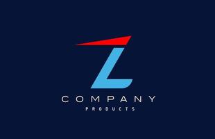 icona del logo della lettera dell'alfabeto blu rosso z. design per azienda e business vettore