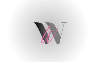 icona del logo della lettera dell'alfabeto grigio rosa w. design creativo per l'azienda e il business vettore