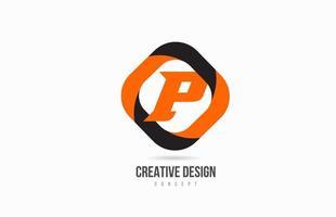 p icona del logo della lettera dell'alfabeto in colore arancione. design per il business e l'azienda vettore