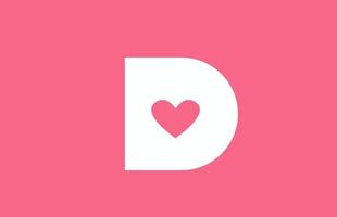 d rosa amore cuore alfabeto lettera icona logo. design creativo per un'azienda o un'azienda di siti di incontri vettore