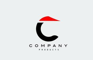 c icona rossa del logo della lettera dell'alfabeto con colore nero. design creativo per il business e l'azienda vettore