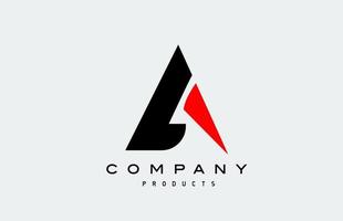 un'icona del logo della lettera dell'alfabeto rosso con colore nero. design creativo per il business e l'azienda vettore