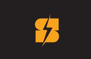 s giallo nero alfabeto lettera logo icona. progettazione di fulmini elettrici per il settore energetico o energetico vettore