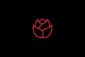 vettore di progettazione di logo della stazione termale di bellezza cosmetica del fiore della rosa rossa minimalista elegante semplice