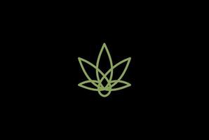 semplice foglia di cannabis marijuana ganja minimalista con goccia d'olio per vettore di progettazione del logo dell'olio di canapa cbd
