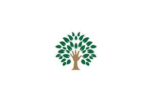 albero della pianta della mano per la fondazione di beneficenza per l'istruzione o il vettore di progettazione del logo dell'ambiente