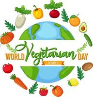 logo della giornata mondiale vegetariana con verdura e frutta vettore