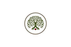 albero genealogico della vita timbro sigillo emblema quercia acero baniano logo design vettore