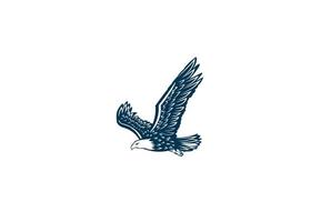 vintage retrò aquila volante falco falco distintivo emblema etichetta logo disegno vettoriale