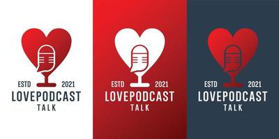 amore podcast parlare logo design vettoriale