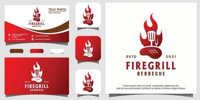 fuoco fiamma grill spatola forcella hipster logo vintage vettore