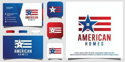 logo del mutuo per la casa della casa della bandiera americana vettore