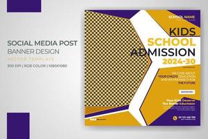 bambini torna a scuola ammissione banner giorno dell'istruzione social media post modello vettoriale design layout pro download