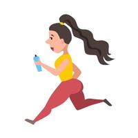 corre una donna graziosa e snella. Atletica. illustrazione vettoriale su uno sfondo bianco isolato.