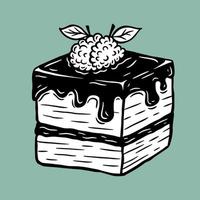 illustrazione disegnata a mano dei ristoranti del caffè del menu delle pasticcerie della bacca blu del dessert dell'alimento della torta vettore