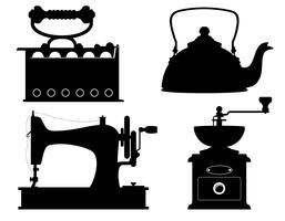 illustrazione stabilita dell&#39;annata delle azione delle icone della retro annata degli elettrodomestici la vecchia vettore
