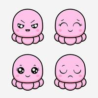 icona di emoticon mostro kawai carino. stile piatto avatar premium. vettore