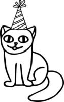 simpatico gatto disegnato a mano in stile doodle. elemento per cartolina di design vettore