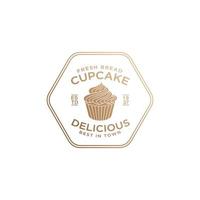 modello di progettazione logo cupcake vector premium, negozio di panetteria, logo di panetteria, pane fresco, casa di cottura