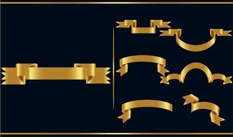 set di banner vettoriali nastro lucido oro. collezione di nastri. illustrazione di disegno vettoriale