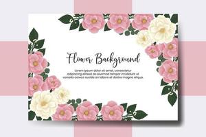 sfondo fiore banner di matrimonio, modello di disegno di mini fiore rosa rosa disegnato a mano ad acquerello digitale vettore